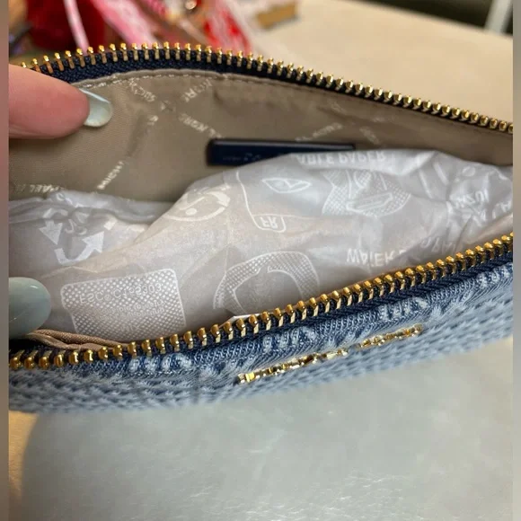 Michael Kors Jet Set Small Chain Denim Pouchette NWT - Picture 10 of 17